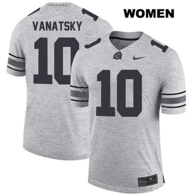 Women's NCAA Ohio State Buckeyes Daniel Vanatsky #10 College Stitched Authentic Nike Gray Football Jersey YC20Z42WN